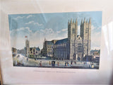 Westminster Abbey Framed Georgian London Print Framed Glass Tinted Litho