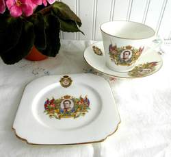 King Edward VIII Abdicated 1937 Cup and Saucer Trio Art Deco Royal Memorabilia