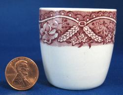 Red Transferware Eggcup Barratt's Old Castle Vintage 1940s Ironstone