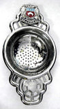 Leeds Souvenir Tea Strainer With Enamel Shield For Retro Chrome 1950s
