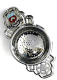 Leeds Souvenir Tea Strainer With Enamel Shield For Retro Chrome 1950s
