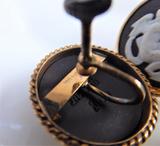 Cupid Earrings Wedgwood Black Jasper 1950s Earrings GF Screwbacks In Box