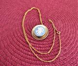 Cupid Wedgwood Necklace Pin Convertible Blue And White Jasper Cupid 1950s GF