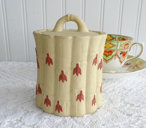 Wedgwood Jasper Jar With Lid Primrose And Terracotta 1950s Bamboo Caneware