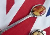 1950s English Souvenir Spoons Queen Mother Union Jack Celluloid Bubbles Silver Plate
