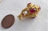 Italian Etruscan Charm 18kt Gold Carnelians 1960s 18k Gold Hand Made Italy