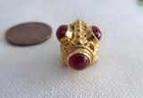Italian Etruscan Charm 18kt Gold Carnelians 1960s 18k Gold Hand Made Italy