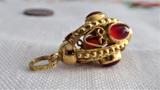 Italian Etruscan Charm 18kt Gold Carnelians 1960s 18k Gold Hand Made Italy