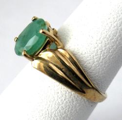 Emerald Genuine Oval 1.25 Carat Emerald 10k Gold 1970s Estate May Birthstone