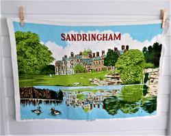 Royal Sandringham Tea Towel 1970s Queen Elizabeth Ulster Irish Linen