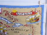 West Indies Tea Towel 1970s Dish Towel Old Map Ulster Irish Linen Caribbean