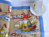 West Indies Tea Towel 1970s Dish Towel Old Map Ulster Irish Linen Caribbean