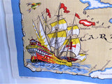 West Indies Tea Towel 1970s Dish Towel Old Map Ulster Irish Linen Caribbean