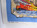 West Indies Tea Towel 1970s Dish Towel Old Map Ulster Irish Linen Caribbean