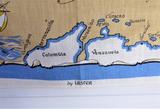 West Indies Tea Towel 1970s Dish Towel Old Map Ulster Irish Linen Caribbean