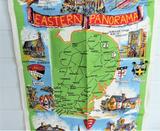 Eastern England Tea Towel 1950s Sussex Suffolk Norfolk Landmarks Linen
