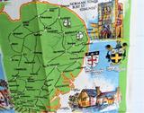 Eastern England Tea Towel 1950s Sussex Suffolk Norfolk Landmarks Linen