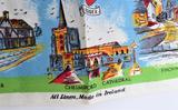 Eastern England Tea Towel 1950s Sussex Suffolk Norfolk Landmarks Linen