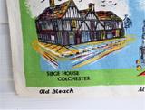 Eastern England Tea Towel 1950s Sussex Suffolk Norfolk Landmarks Linen