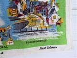 Eastern England Tea Towel 1950s Sussex Suffolk Norfolk Landmarks Linen