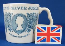 Queen Elizabeth II Jubilee Mug 1977 Teal Transfer Mint Tags Turquois Transfer