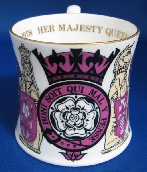 Coalport Fancy Mug 1977 Queen Elizabeth II Silver Jubilee Of Coronation Purple