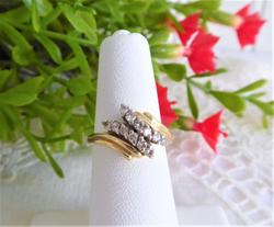 Estate Ring 14k Gold 12 Diamonds Bypass 1980s 12 Brilliant Cut Diamonds