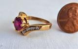Ruby Ring 1.5 Carats 925 8 Faux Diamonds 1980s June Birthstone Size 7.35 Estate