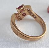 Ruby Ring 1.5 Carats 925 8 Faux Diamonds 1980s June Birthstone Size 7.35 Estate
