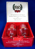 Charles And Diana Royal Wedding Etched Glass Pair Goblets Boxed 1981 Glasses Gift Ready