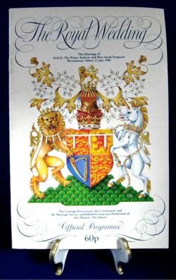 Prince Andrew Royal Wedding Program Sarah Ferguson 1986 Fergie