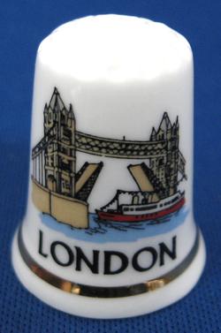 London England Thimble Tower Bridge Bone China Souvenir Sewing Thimble Souvenir