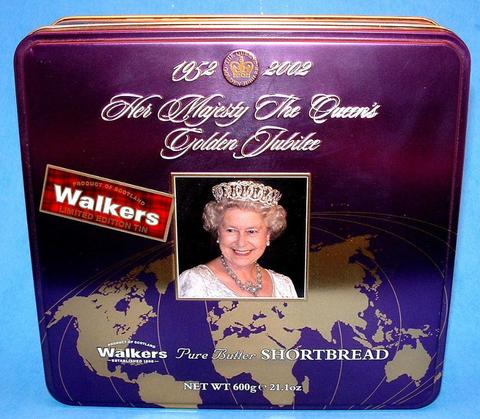 Queen Elizabeth II 2002 Golden Jubilee Tea Tin Biscuits Walkers Shortbread Large