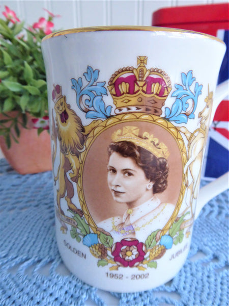 Queen Elizabeth II Golden Jubilee Mug 1952-2002 England 50 Year Coronation Jubilee