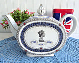 Queen Elizabeth 80th Birthday 2006 Sadler Teapot Boxed Blue White Platinum