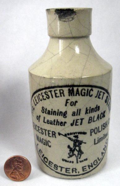 Antique Bottle English Victorian Magic Jet Stain Crock Mid Victorian Era