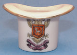 Edwardian Antique Match Holder  Match Striker Top Hat Crested China 1900-1910s