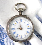Edwardian Ladies Pocket Watch Chatelaine Enamel 800 Swiss Not Running TLC