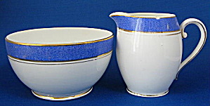Radfords Cream And Sugar Blue Mottled Bands Gold Trim (Image1)