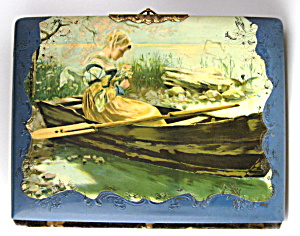 Antique Celluloid Photo Album Woman In Boat Large Photo (Image1)