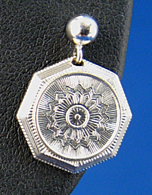  Earrings 14kt Gold Cufflink Engraved Starburst Edwardian Octagonal (Image1)