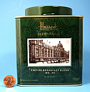 Harrods Signature Tea Tin Square Green Empire Blend Heritage Tin (Image1)