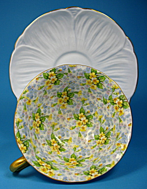 Shelley Blue Primrose Chintz Footed Oleander Cup And Saucer (Image1)