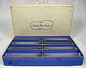 Boxed Crystal Place Cards Set of 8 1950s Triangular Name Tags (Image1)