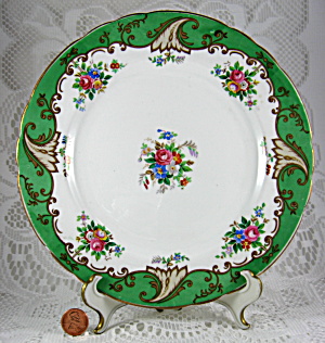 Tuscan Blenheim Luncheon Plate Green Borders Floral Gold Fancy (Image1)