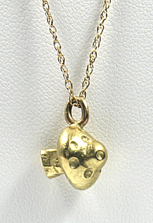 Necklace Solid 14kt Gold Mushroom Pendant With 14kt Chain 5.3 Grams (Image1)