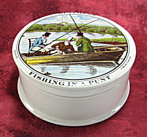 Fishing In A Punt Pot And Lid Ceramic Jar St. James's Vintage Hackney  (Image1)