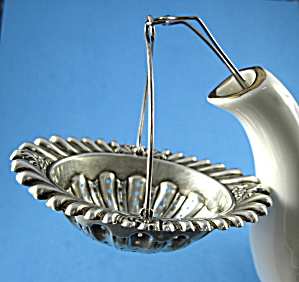 Antique Gorham Teapot Spout Tea Strainer Basket Sterling Silver Ornate (Image1)
