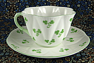 Shelley Dainty Shamrock Cup And Saucer Vintage English Bone China (Image1)