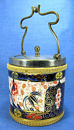 Imari Biscuit Barrel Cookie Jar Gold Overlay Cobalt Blue 1899-1901 (Image1)